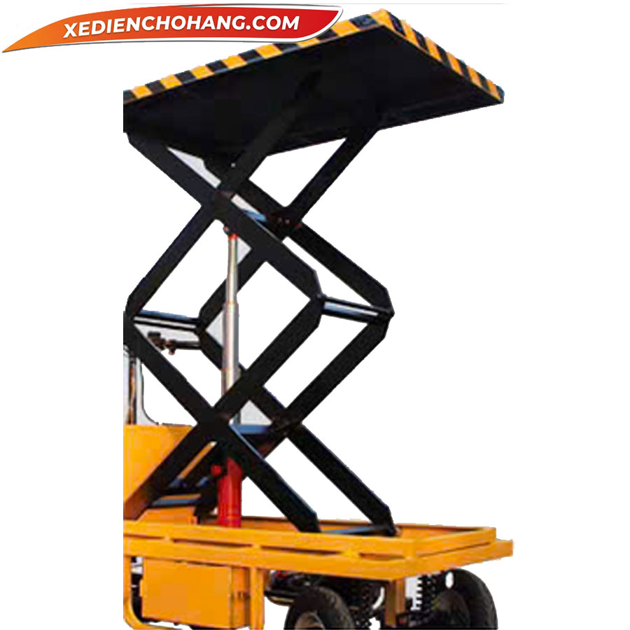 Xe điện chở hàng 4 bánh đẩy tay có nâng hạ, tải trọng 1000Kg - YKNHDT - Xe Điện Chở Hàng xe dien cho hang 4 banh day tay co nang ha tai trong 1000kg yknhdt 2 - Xe Điện Chở Hàng