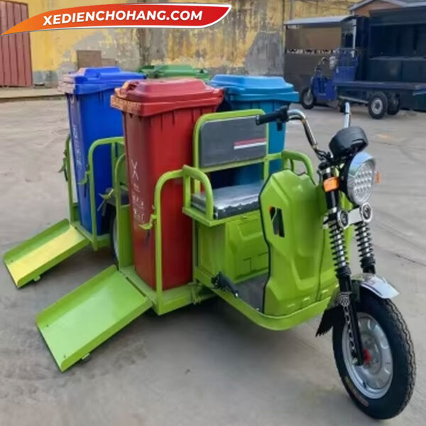 Xe Thu Gom Rac Chay Dien 4 Thung Big Size Piptt01