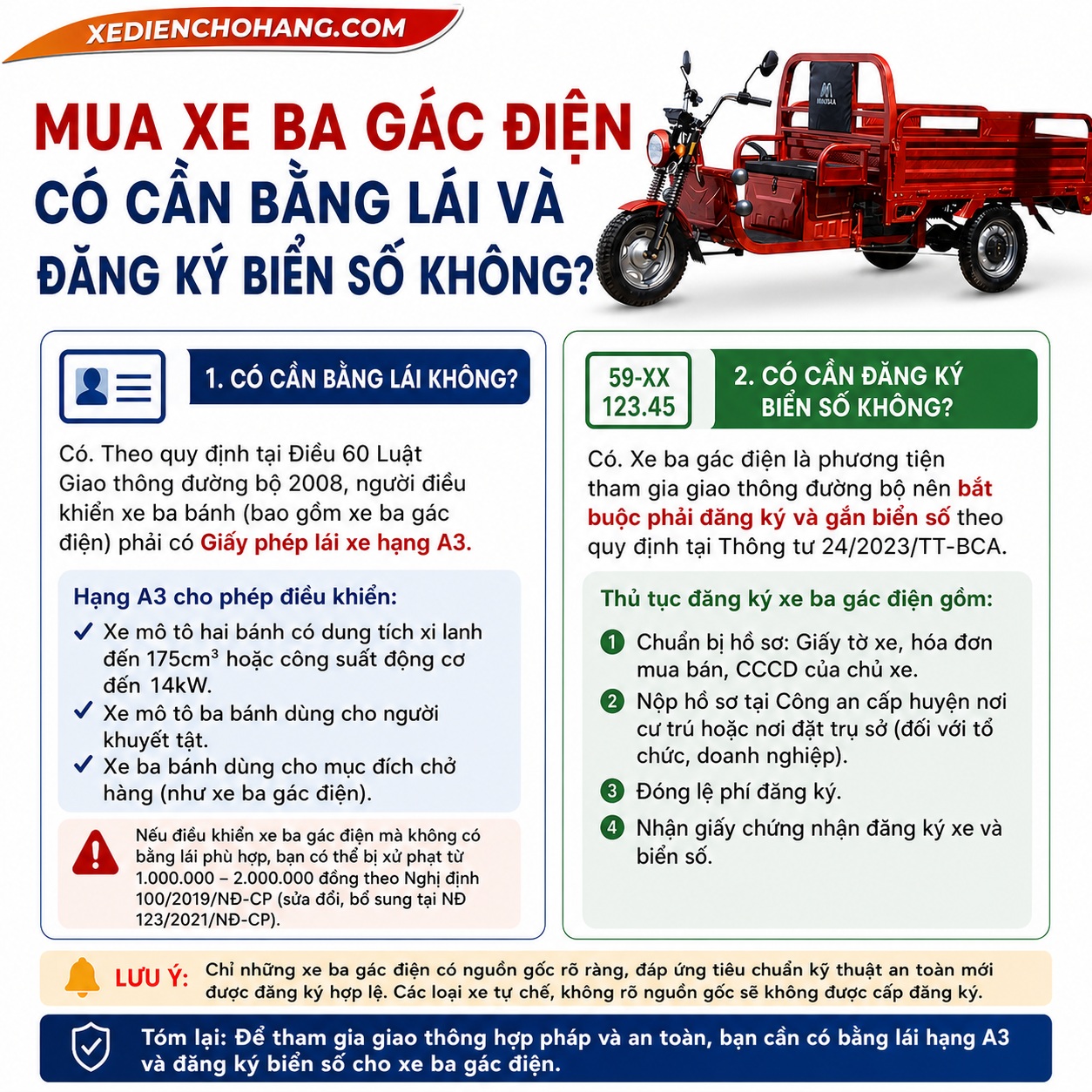 (Giải thích đầy đủ) Mua xe ba gác điện có cần bằng lái và đăng ký biển số không? - Xe Điện Chở Hàng Mua xe ba gac dien co can bang lai va dang ky bien so khong - Xe Điện Chở Hàng