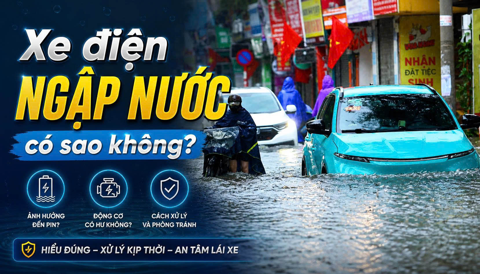 Xe điện và ngập lụt -Cảnh báo an toàn