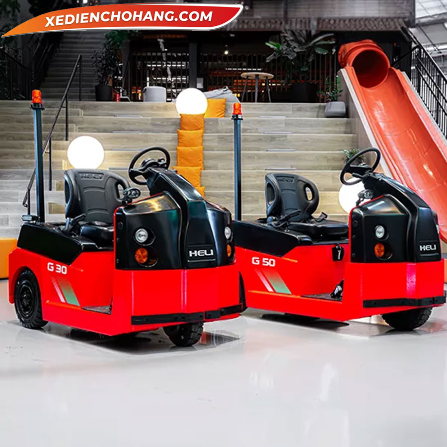 Xe kéo điện 3 bánh ngồi lái từ 2 đến 7 tấn Pin Lithium-ion - Xe Điện Chở Hàng Xe kéo hàng điện 3 bánh 2–7 tấn dùng pin Lithium-ion