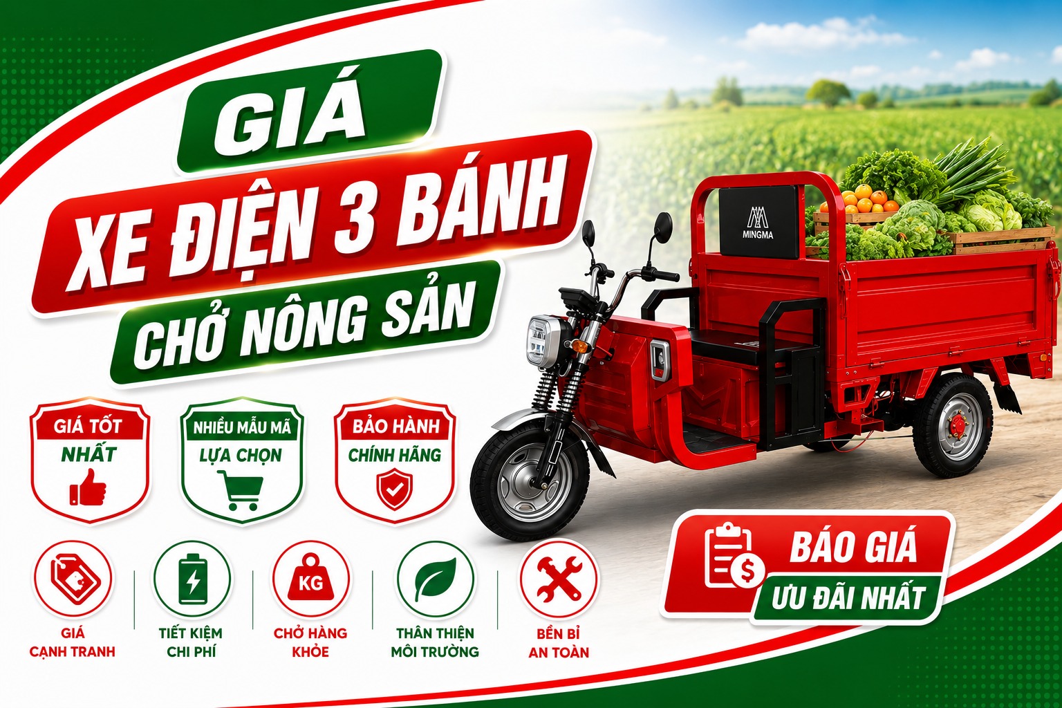 Xe điện 3 bánh chở nông sản