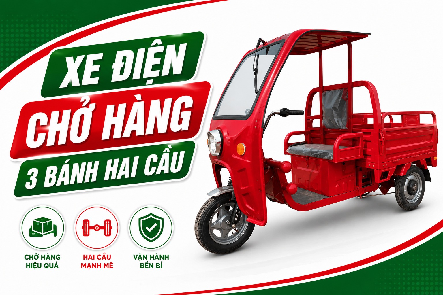 Xe điện chở hàng 3 bánh 2 cầu