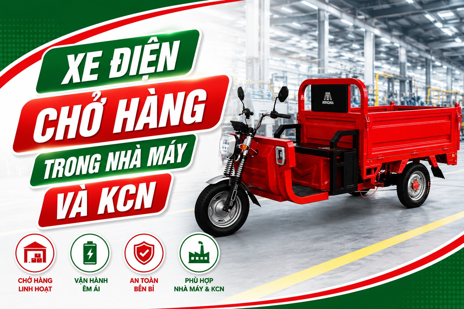 xe điện chở hàng trong nhà máy và khu công nghiệp