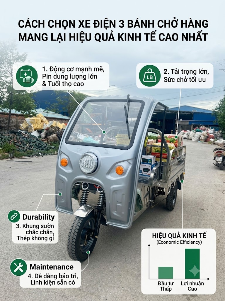 Cách chọn xe điện 3 bánh chở hàng mang lại hiệu quả kinh tế cao nhất - Xe Điện Chở Hàng Cách chọn xe điện 3 bánh chở hàng mang lại hiệu quả kinh tế cao nhất