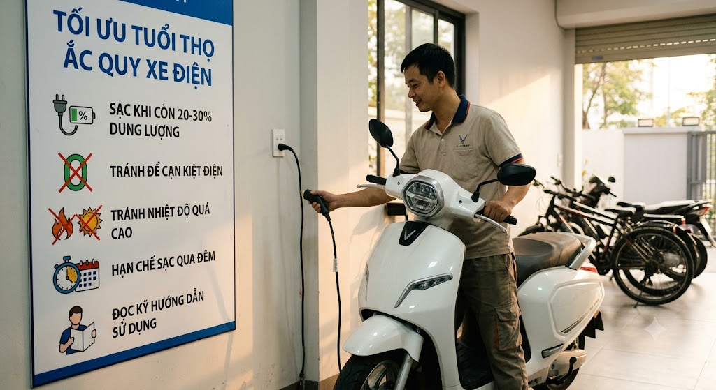 tối ưu tuổi thọ ắc quy xe điện